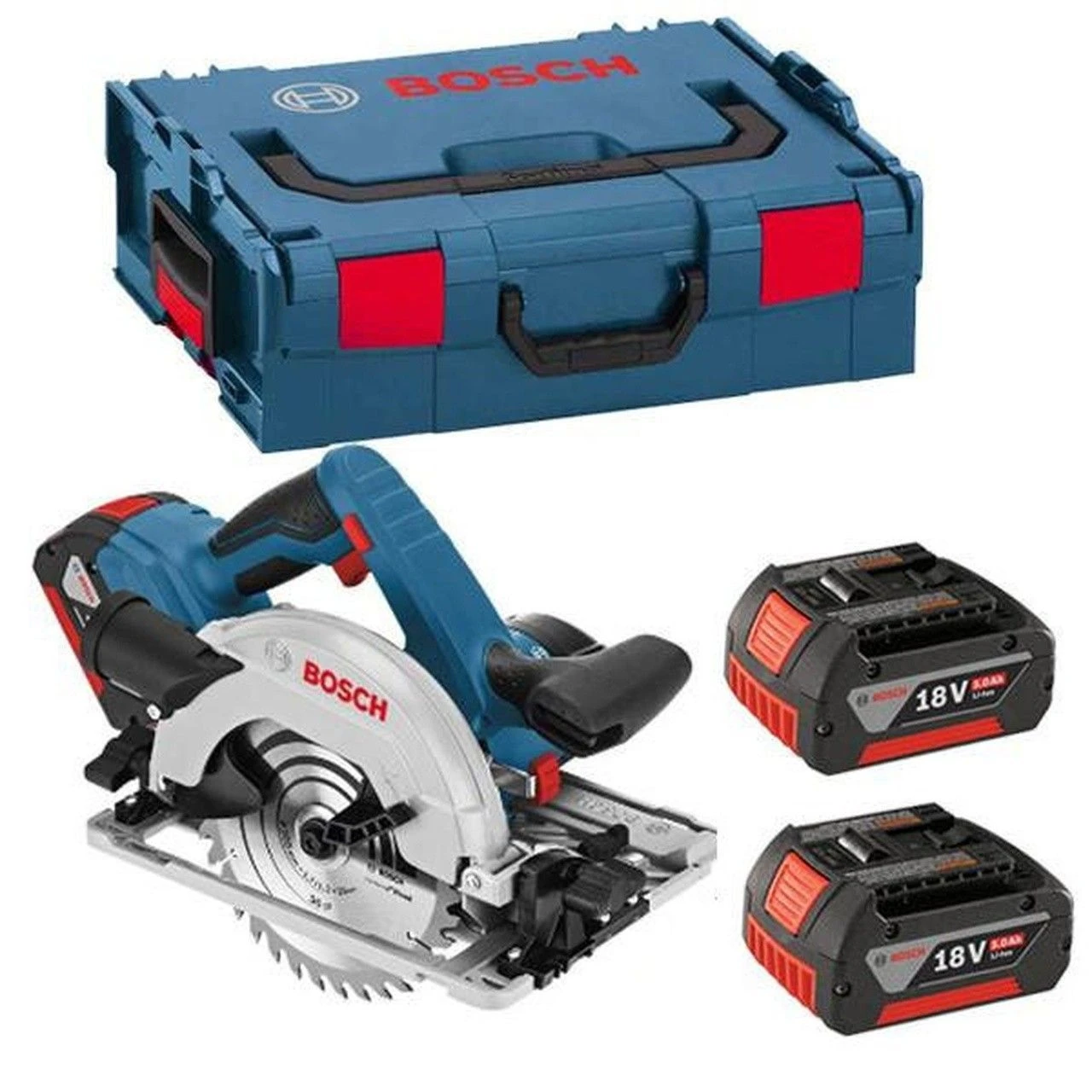 Bosch Blauw GKS 18 V-57 G 18V Cirkelzaag Met 2 Accu's 4,0Ah En Snellader In L-Boxx - 06016A2106 1 Bosch Blauw GKS 18 V-57 G 18V Cirkelzaag Met 2 Accu's 4,0Ah En Snellader In L-Boxx - 06016A2106