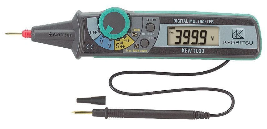 Kyoritsu Digitale Penmultimeter, 0-600VAC/DC Met Draagtas 1030 1 Kyoritsu Digitale Penmultimeter, 0-600VAC/DC Met Draagtas 1030