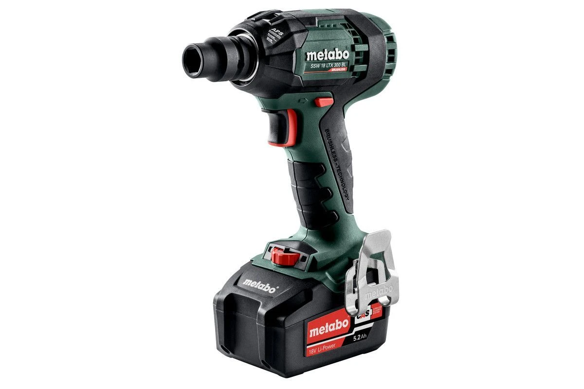 Metabo SSW18LTX300BL 18V Slagmoersleutel Met 2x 5,2Ah Accu's En ASC 55 - 602395650 1 Metabo SSW18LTX300BL 18V Slagmoersleutel Met 2x 5,2Ah Accu's En ASC 55 - 602395650