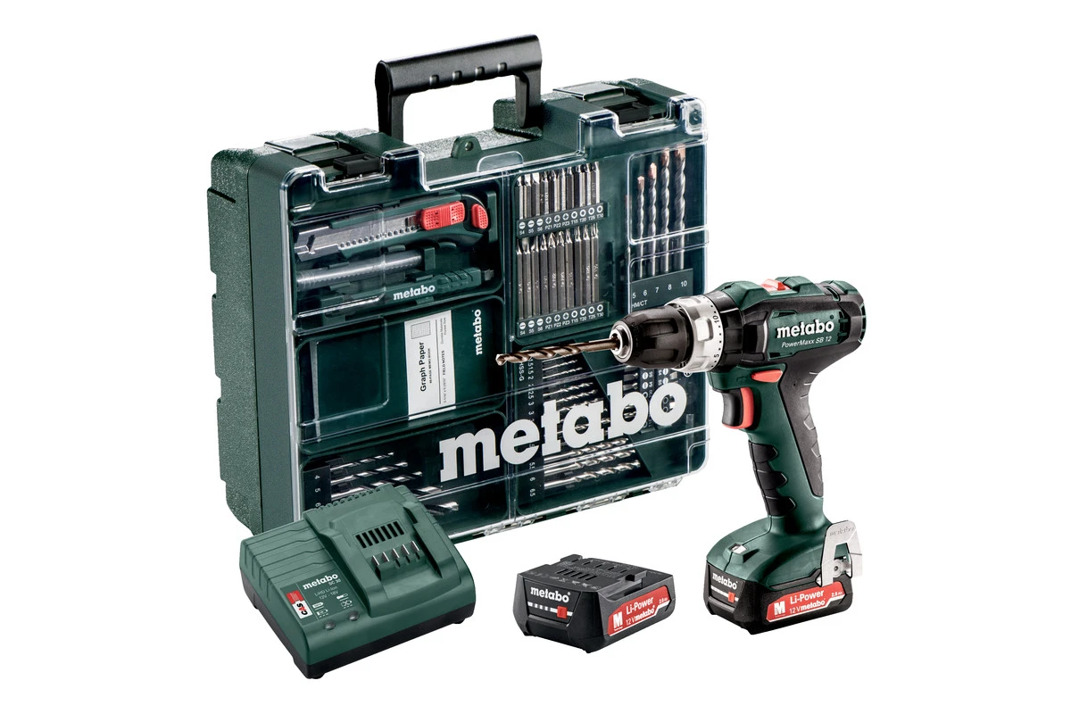 Metabo SB12 PowerMax Mobile Workshop 12V Klopboormachine Met 2 Accu's 2,0Ah - 601076870 1 Metabo SB12 PowerMax Mobile Workshop 12V Klopboormachine Met 2 Accu's 2,0Ah - 601076870