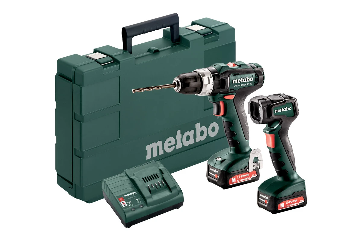 Metabo SB12 PA PowerMaxx Set 12V Klopboormachine Met 2 Accu's 2,0Ah - 601076900 1 Metabo SB12 PA PowerMaxx Set 12V Klopboormachine Met 2 Accu's 2,0Ah - 601076900
