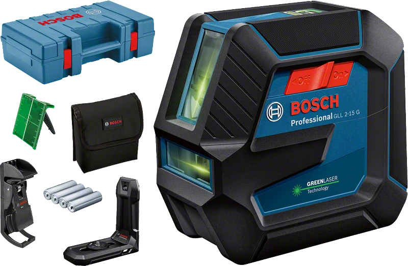 Bosch Blauw GLL 2-15 G Lijnlaser Met 4x1,5V Batterij En Opbergkoffer 1 Bosch Blauw GLL 2-15 G Lijnlaser Met 4x1,5V Batterij En Opbergkoffer
