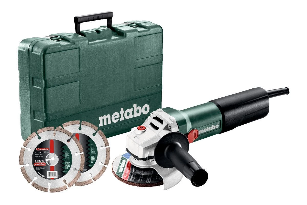 Metabo WQ1100-125 Set 1100W Kleine Haakse Slijper Met 2 Diamantzaagbladen In Koffer - 610035510