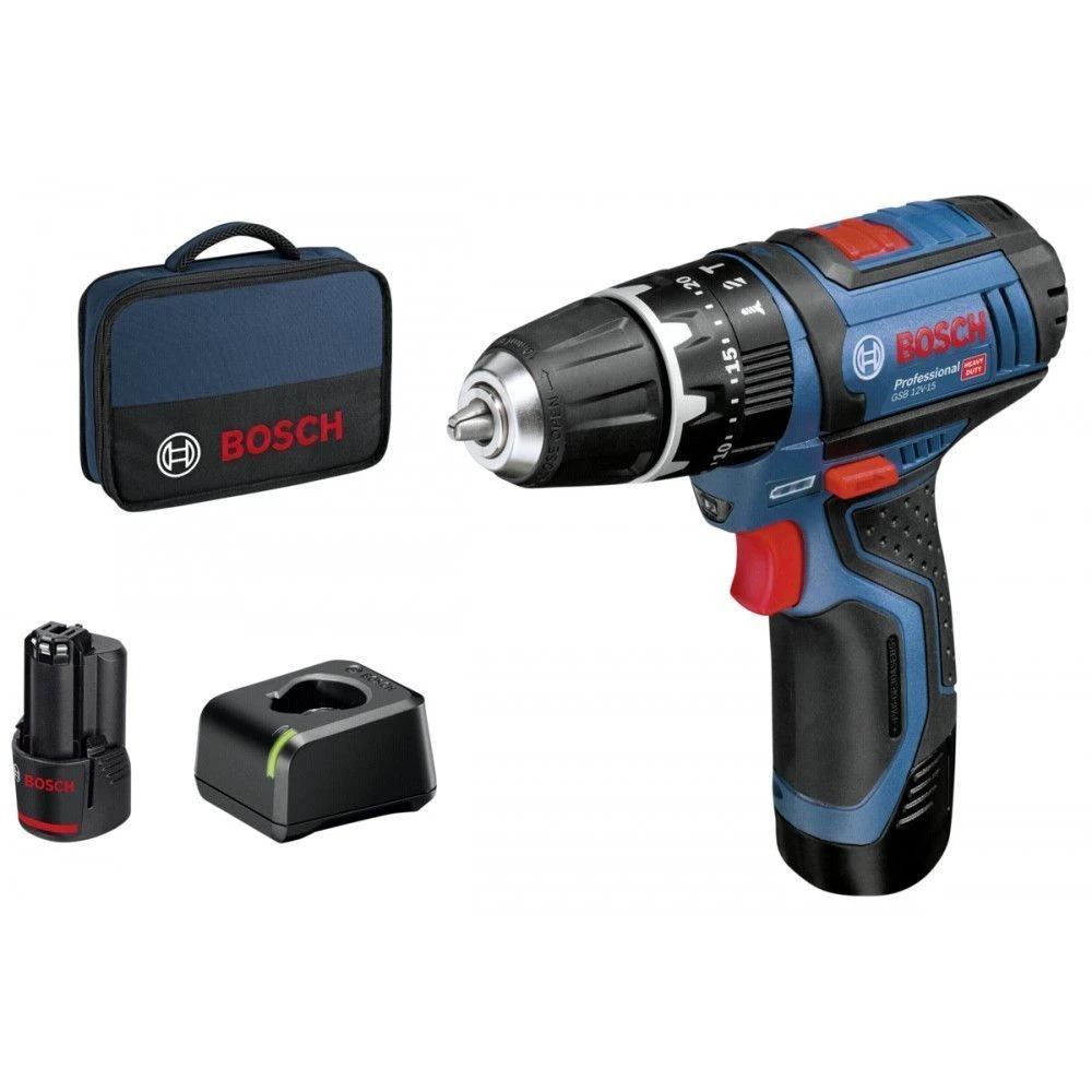 Bosch Blauw GSB 12V-15 Accu Klopboormachine 12V Met 2x2,0Ah Accu 1 Bosch Blauw GSB 12V-15 Accu Klopboormachine 12V Met 2x2,0Ah Accu