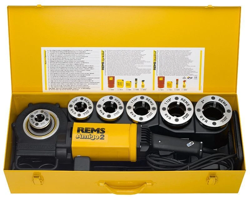 REMS Amigo 2 Set R 1/2 - 3/4 - 1 - 1 1/4 - 1 1/2 - 2 Elektrisch Draadsnij-machine 540020 1 REMS Amigo 2 Set R 1/2 - 3/4 - 1 - 1 1/4 - 1 1/2 - 2 Elektrisch Draadsnij-machine 540020