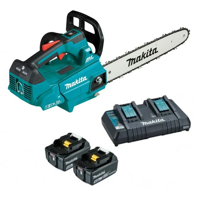 Makita DUC306PT2 2x18V Kettingzaag 30cm 2x5,0Ah Accu Met Duo Snellader In Doos 1 Makita DUC306PT2 2x18V Kettingzaag 30cm 2x5,0Ah Accu Met Duo Snellader In Doos